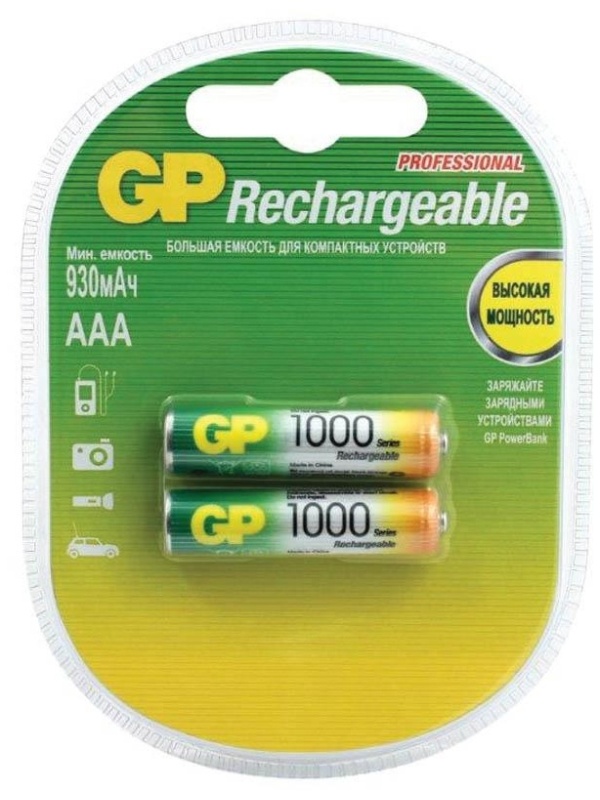 Аккумулятор GP AAA (HR03) 1000mAh 2BL