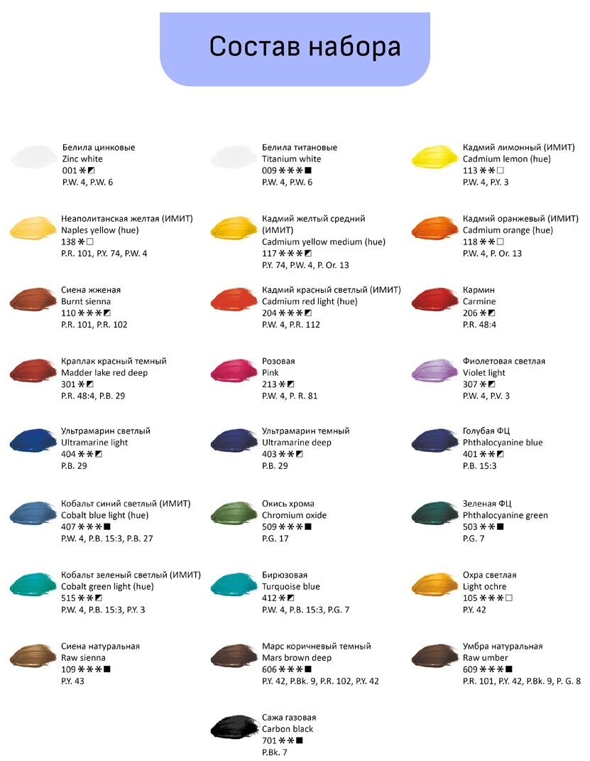 Краски масляные Гамма 