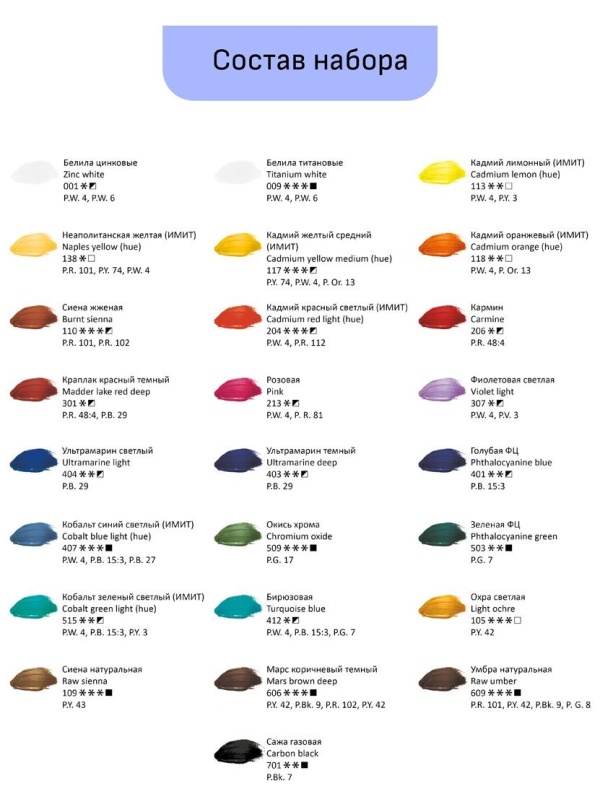 Краски масляные Гамма 