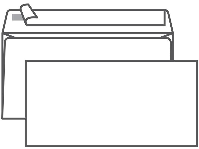 Конверт E65, Ряжская печатная фабрика, 110*220мм, б/подсказа, б/окна, отр. лента