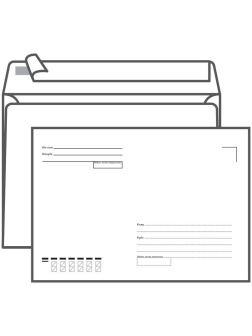 Конверт C5, Ряжская печатная фабрика, 162*229мм, с подсказом, б/окна, отр. лента