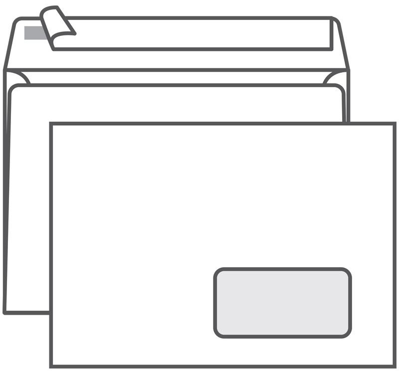 Конверт C5, Ряжская печатная фабрика, 162*229мм, б/подсказа, с прав. окном, отр. лента