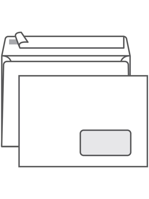 Конверт C5, Ряжская печатная фабрика, 162*229мм, б/подсказа, с прав. окном, отр. лента