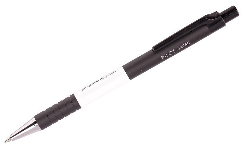 Ручка шариковая автоматическая Pilot синяя, 0,7мм, черный прорезиненный корпус