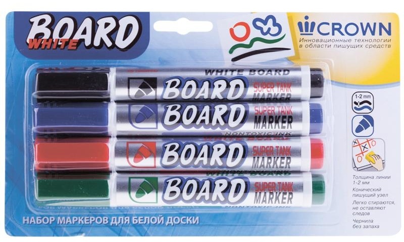 Набор маркеров для белых досок Crown 