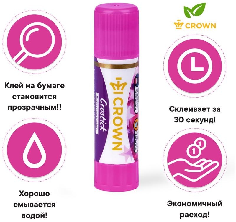 Клей-карандаш Crown 