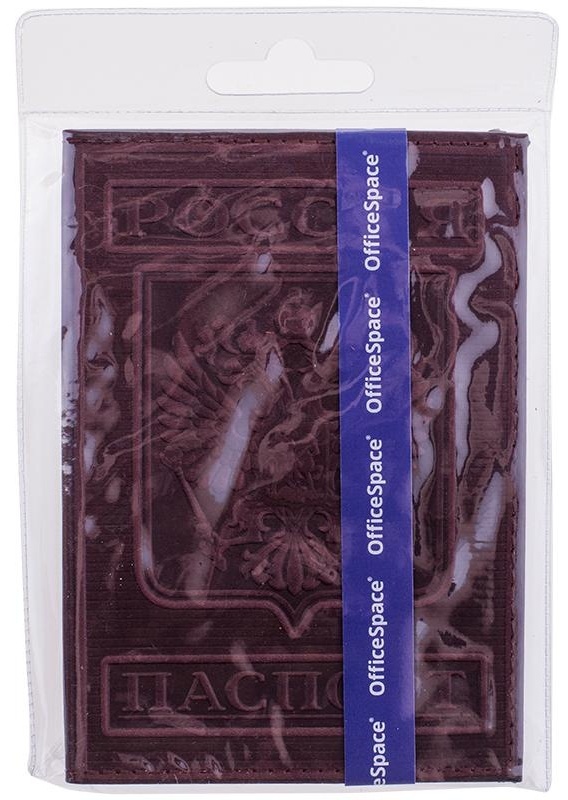 Обложка для паспорта OfficeSpace кожа, терракот, тиснение 