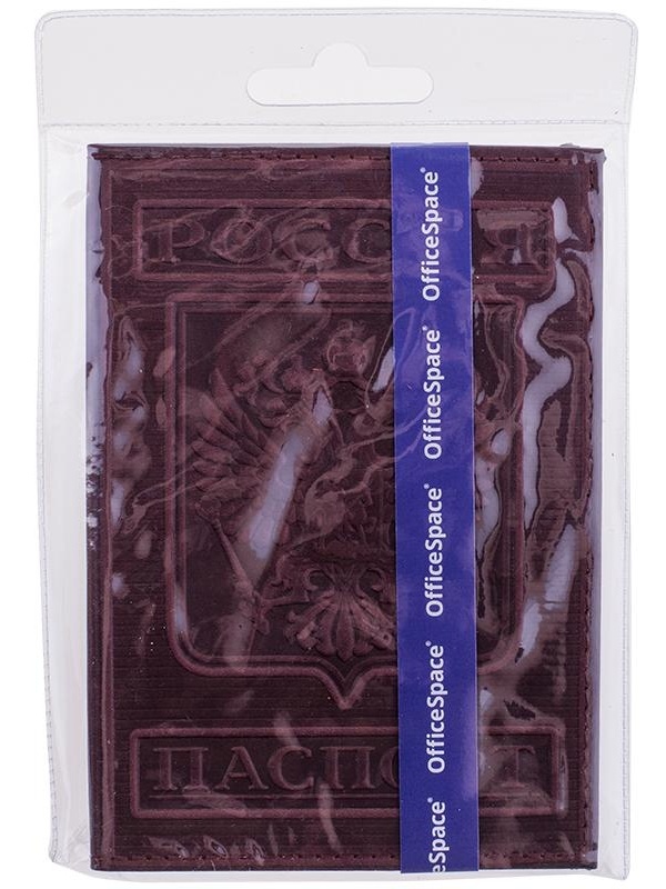 Обложка для паспорта OfficeSpace кожа, терракот, тиснение 