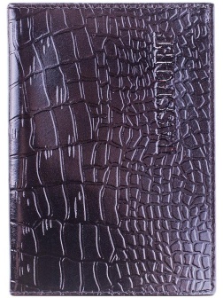 Обложка для паспорта OfficeSpace кожа, черный, крокодил