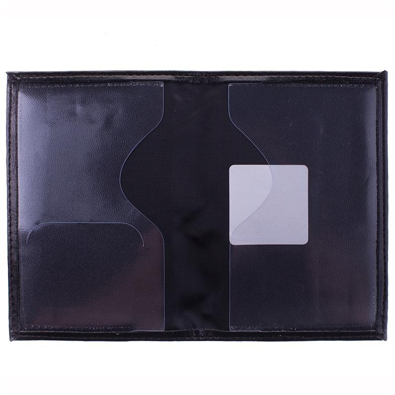 Обложка для паспорта OfficeSpace экокожа + изолон, с подкладом, черный