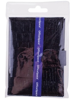 Обложка для паспорта OfficeSpace экокожа + изолон, с кнопкой, с подкладом, черный, крокодил