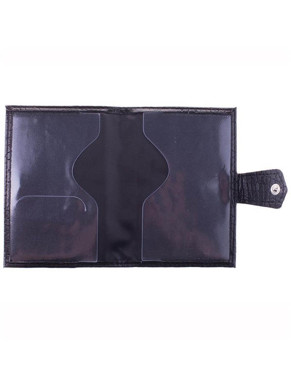 Обложка для паспорта OfficeSpace экокожа + изолон, с кнопкой, с подкладом, черный, крокодил