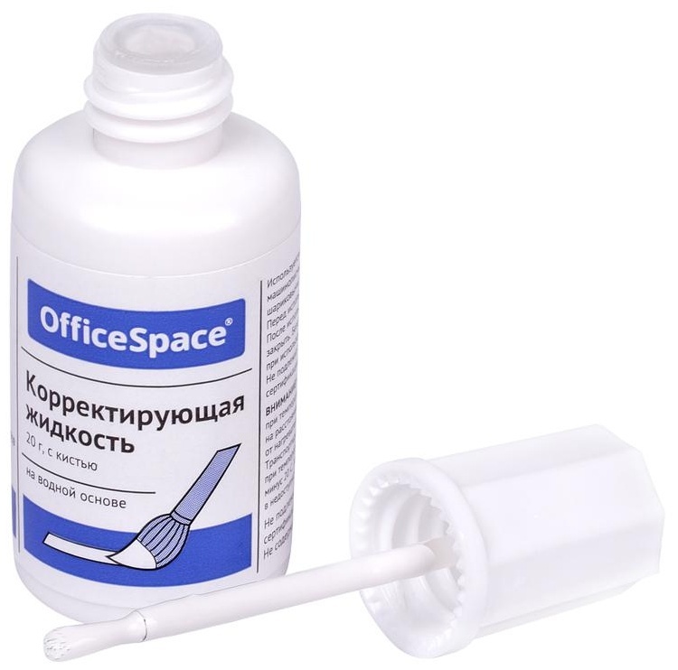 Корректирующая жидкость OfficeSpace, 20мл, водная, с кистью