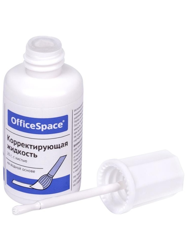 Корректирующая жидкость OfficeSpace, 20мл, водная, с кистью