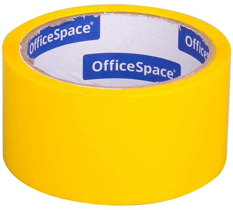 Клейкая лента упаковочная OfficeSpace, 48мм*40м, 45мкм, желтая, ШК