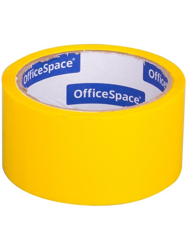 Клейкая лента упаковочная OfficeSpace, 48мм*40м, 45мкм, желтая, ШК