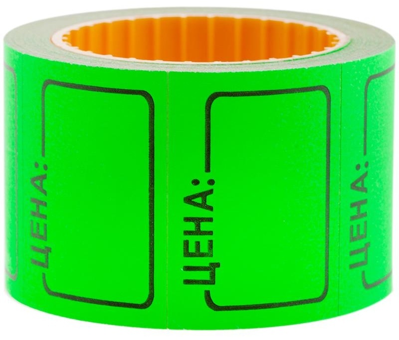 Ценник средний OfficeSpace, 35*25мм, зеленый, 200шт./рулон / 5 шт.