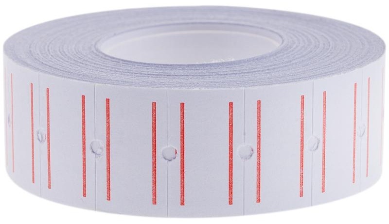 Этикет-лента OfficeSpace, 21*12мм, белая с красной полосой, 1000 этикеток / 10 рулонов