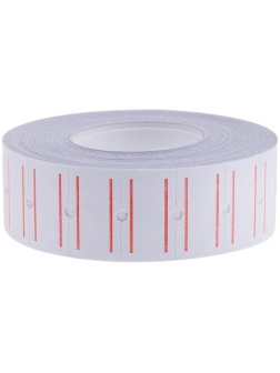 Этикет-лента OfficeSpace, 21*12мм, белая с красной полосой, 1000 этикеток / 10 рулонов