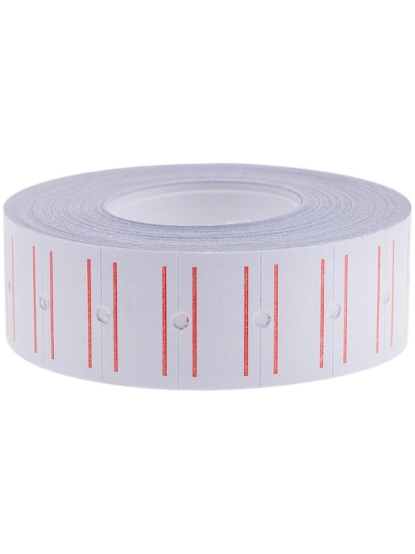 Этикет-лента OfficeSpace, 21*12мм, белая с красной полосой, 1000 этикеток / 10 рулонов