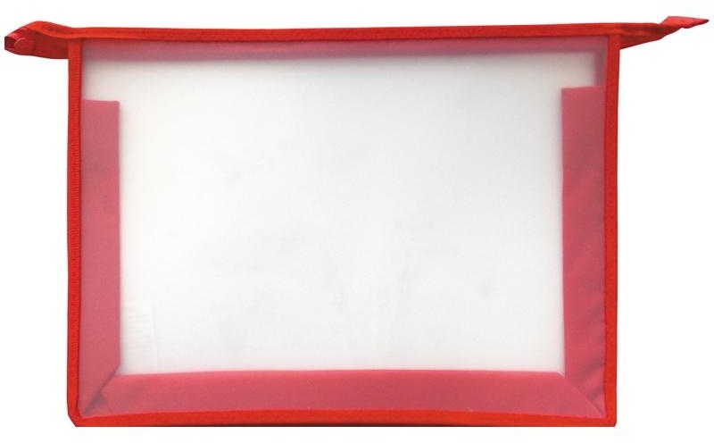 Папка для тетрадей 1 отделение А4 ArtSpace прозрачная/красная, пластик, на молнии