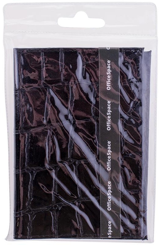 Обложка для паспорта OfficeSpace кожа, черный, 