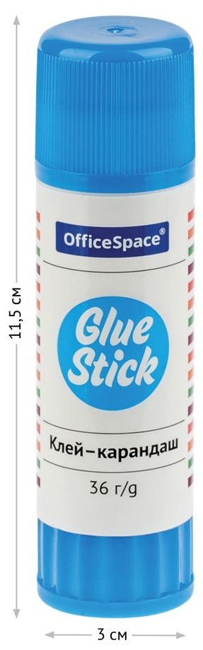 Клей-карандаш OfficeSpace, 36г, дисплей, ПВА