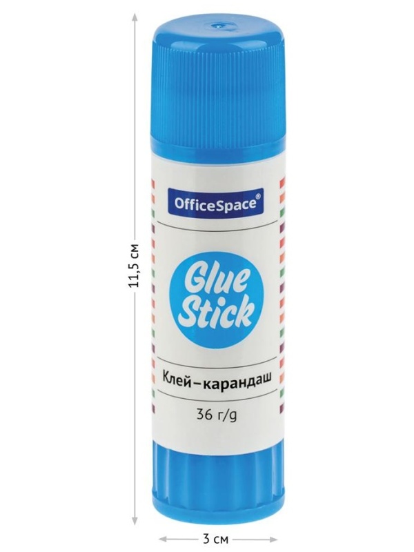 Клей-карандаш OfficeSpace, 36г, дисплей, ПВА