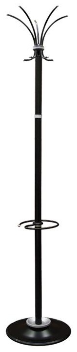 Вешалка напольная Титан Класс-ТМЗ, 395*1835 мм,  металл, черная, 5 крючков, подставка для зонтов