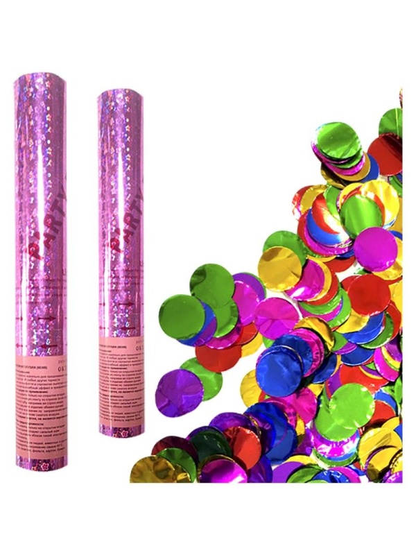 Хлопушка пневматическая Поиск, 30см, в розовой металлической тубе, фольга