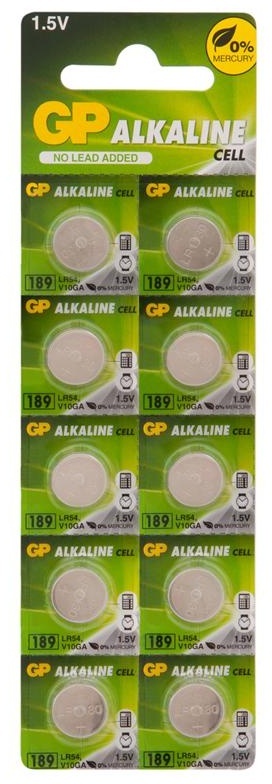 Батарейка GP LR54 (G10, V10GA, LR1130, 189, 189A) алкалиновая, BC10