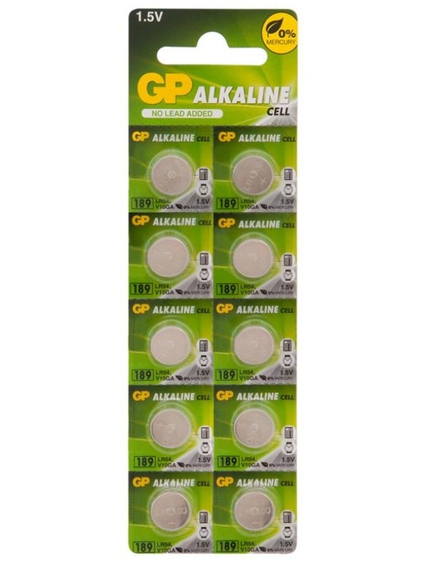 Батарейка GP LR54 (G10, V10GA, LR1130, 189, 189A) алкалиновая, BC10