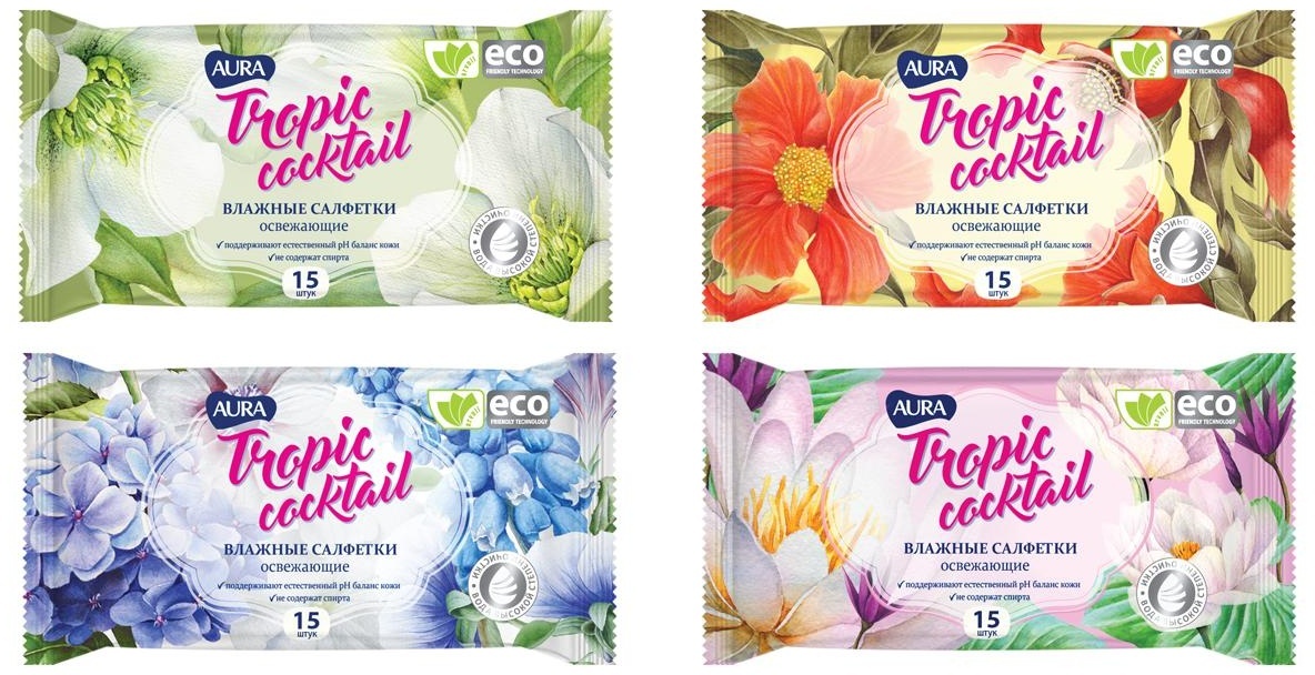 Салфетки влажные Aura 
