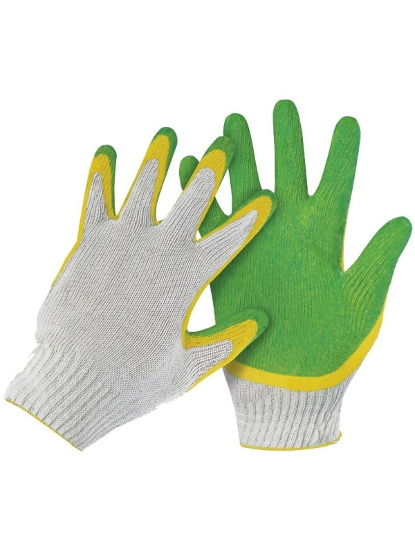 Перчатки х/б 13 класс OfficeClean, эконом, с 2-ным латекс покрытием, цвет ассорти, (42-44г)