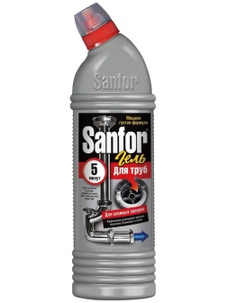 Средство для прочистки труб Sanfor 5 минут, гель, 1л
