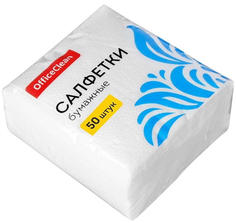 Салфетки бумажные OfficeClean, 1 слойн., 24*24см, белые, 50шт.