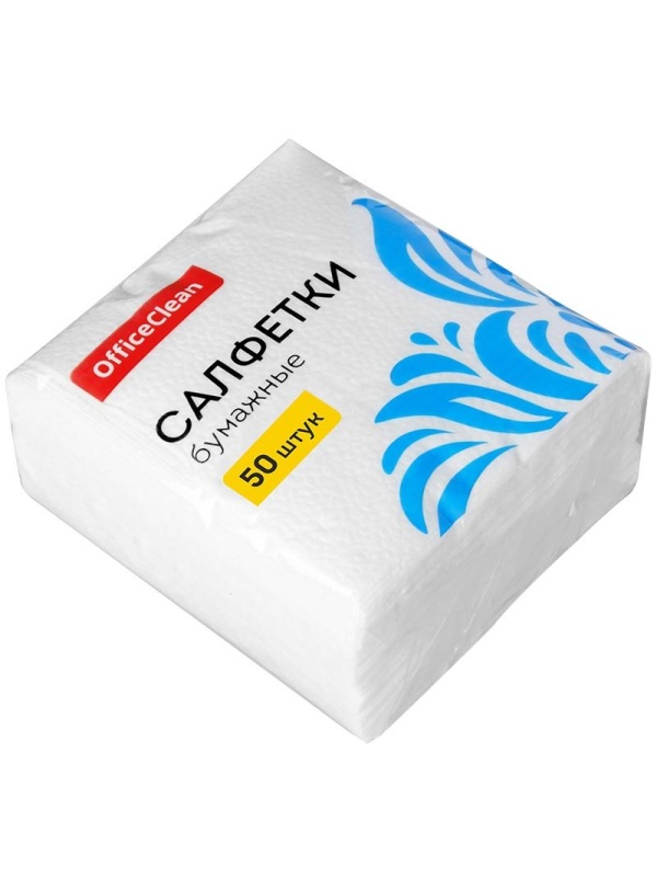 Салфетки бумажные OfficeClean, 1 слойн., 24*24см, белые, 50шт.