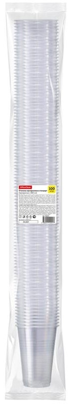 Стаканы одноразовые OfficeClean 200мл, набор 100шт., стандарт, ПП, прозрачные, хол/гор