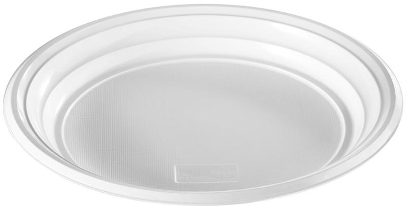 Тарелки одноразовые OfficeClean, набор 100шт., эконом, ПС, белые, бессекционные, 20,5см