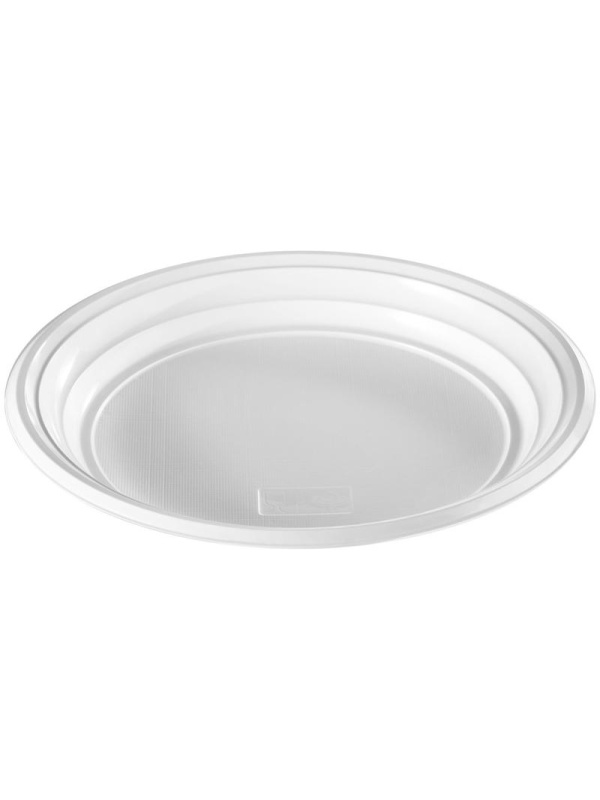 Тарелки одноразовые OfficeClean, набор 100шт., эконом, ПС, белые, бессекционные, 20,5см