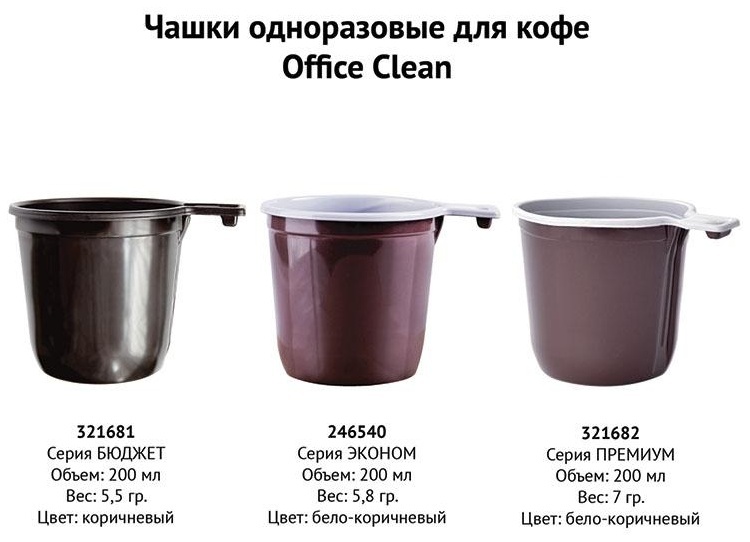 Чашки одноразовые для кофе OfficeClean 200мл, набор 50шт., эконом, ПП, бело-коричневые, хол/гор