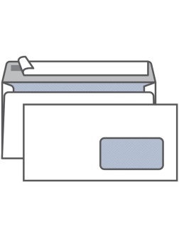 Конверт E65, KurtStrip, 110*220мм, б/подсказа, с прав.окном, отр. лента, внутр. запечатка