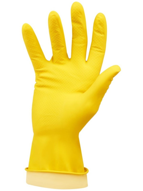 Перчатки резиновые хозяйственные OfficeClean Универсальные, разм. S, желтые, пакет с европодвесом