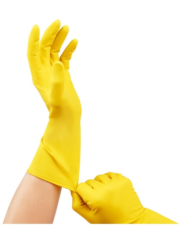 Перчатки резиновые хозяйственные OfficeClean Универсальные, разм. XL, желтые, пакет с европодвесом