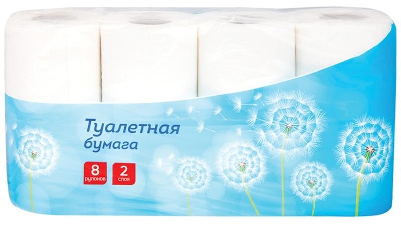 Бумага туалетная OfficeClean 2-слойная, 8шт., тиснение, белая, 8 уп.