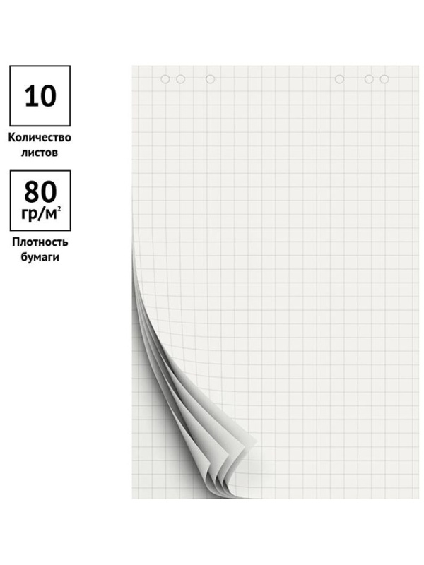 Блокнот для флипчарта OfficeSpace 67,5*98см, 10л., клетка, 80г/м2