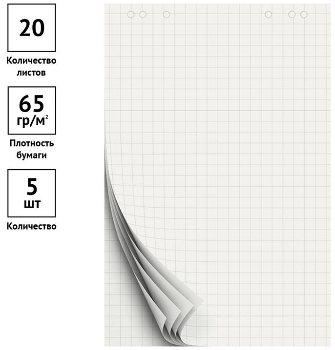 Блокнот для флипчарта OfficeSpace 60*90см, 20л., клетка, бюджет