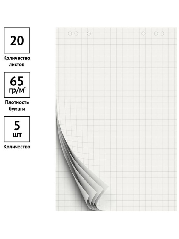 Блокнот для флипчарта OfficeSpace 60*90см, 20л., клетка, бюджет