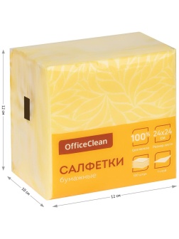 Салфетки бумажные OfficeClean, 1 слойн., 24*24см, желтые, 100шт.