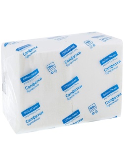 Салфетки бумажные OfficeClean Professional, 1 слойн., 24*24см, белые, 400шт.